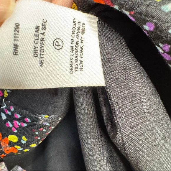 Derek Lam 10 Crosby Black Floral Print Silk Blend Metallic Bell Sleeve Blouse 2 - Picture 8 of 12